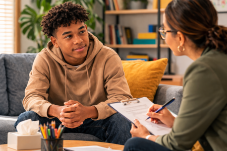 Teen receiving counseling 